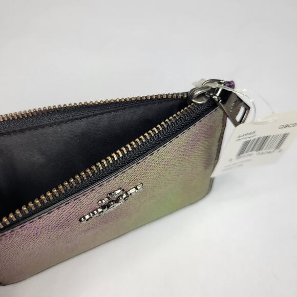 NEW Coach Zip Key Pouch in Hologram Leather Iridescent Small Wallet - Picture 6 of 7